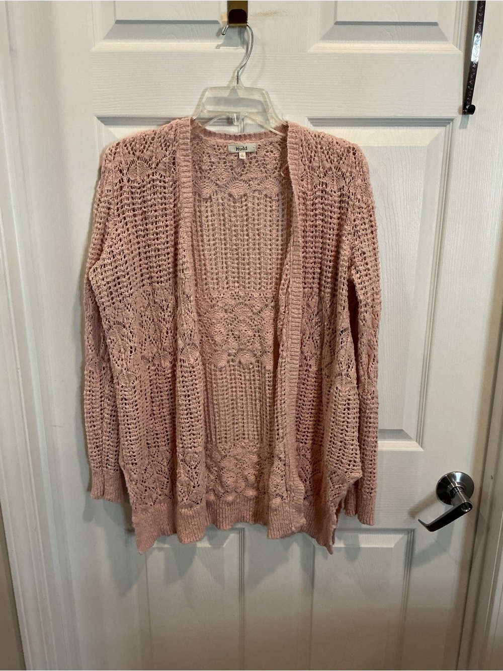 Mudd Open-Knit Pink Cardigan Sweater